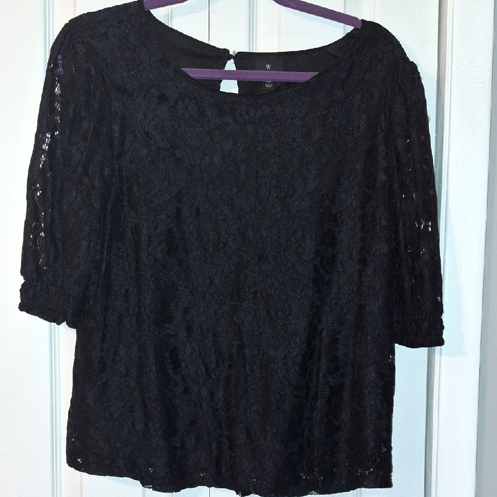Worthington Elegant Black Lace Blouse